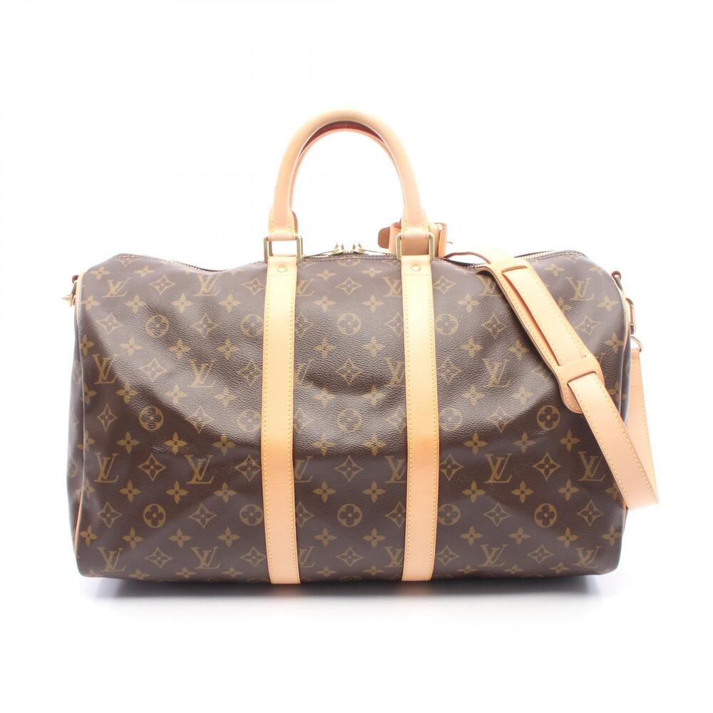 Louis Vuitton Keepall Bandouliere Canvas Leather Monogram Travel Bag Brown